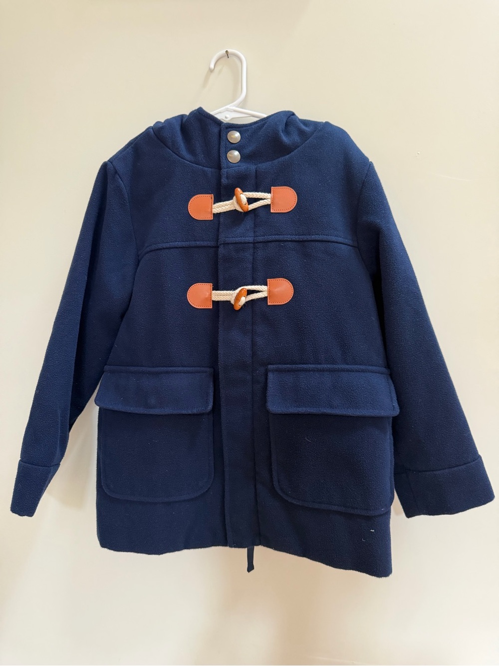 Cat & Jack Navy Hooded Toggle Pea Coat with Tan Accents